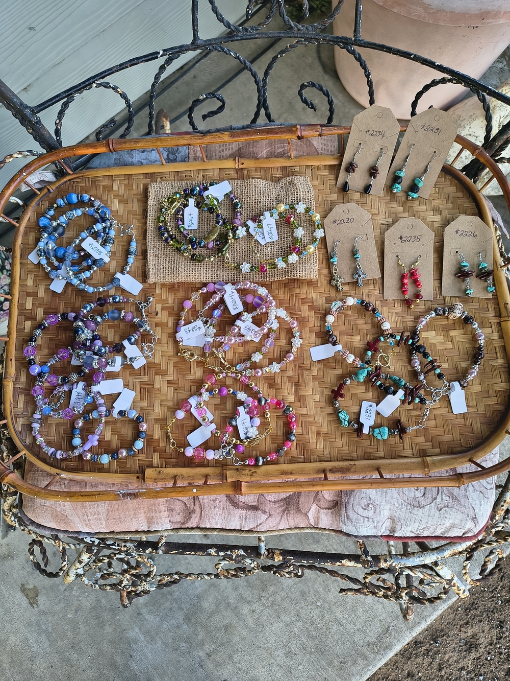 Handmade Beaded Bracelet & Earring Set - Multi-Color